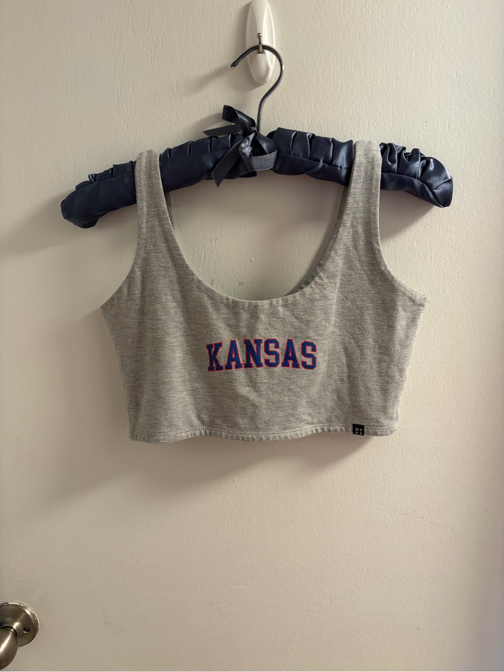 Kansas Grey Crop Tank Top - Athletic Scoop Neck